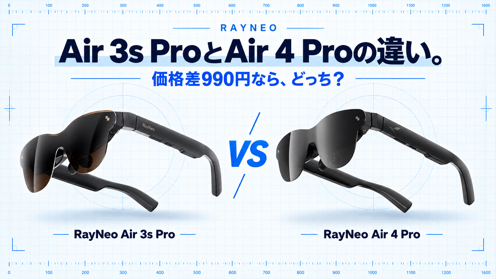 RayNeo Air 3s ProとAir 4 Proの比較画像